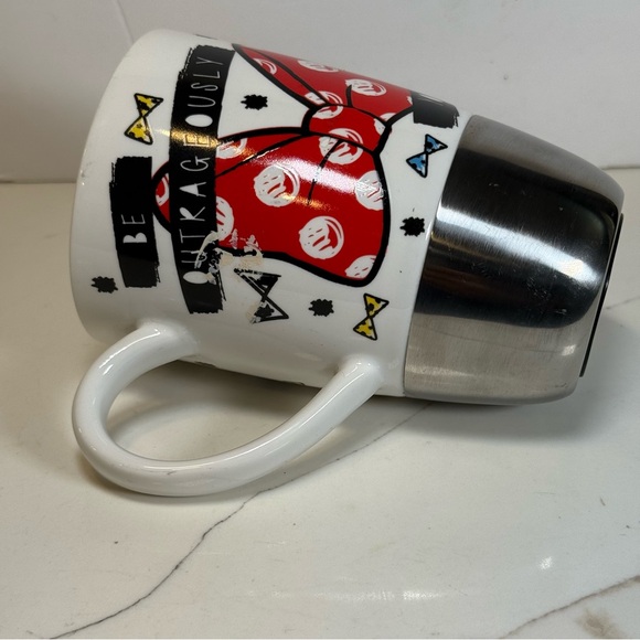 Disney Minnie Mouse Mug Red Black and Silver "BE OUTRAGEOUSLY YOU" printed on it - Picture 6 of 7